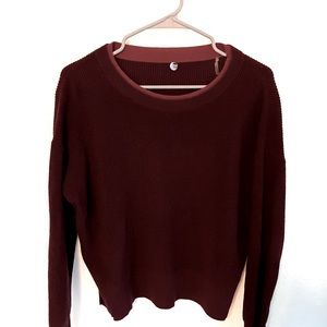 Deep plum Margaret O’Leary cotton pullover sweater/accent collar . Like new.